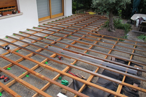 Poser la structure de ma terrasse en bois sur cales réglables