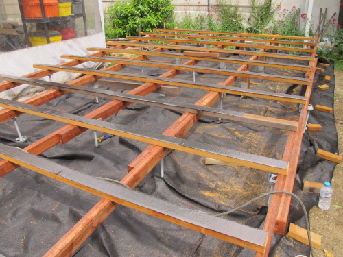 double structure sur vis de fondation pour la Terrasse en Bois