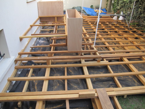 Double structure avec lambourdes bois pour ma terrasse