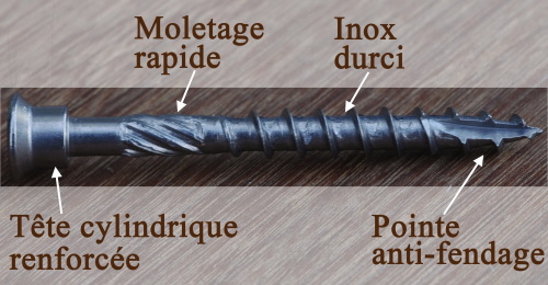 Vis Inox, empreinte Torx, Spéciale Terrasse Bois