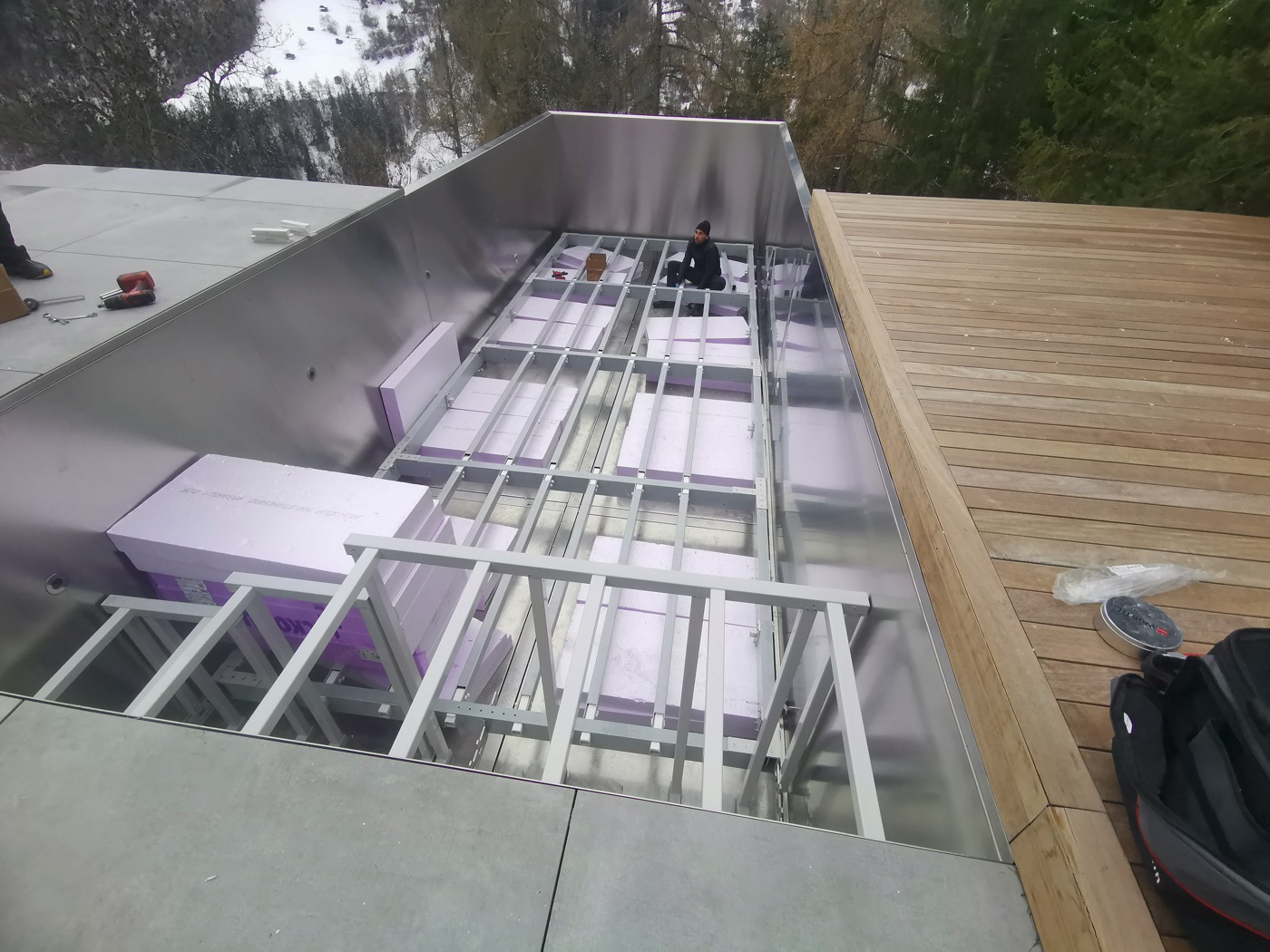 Piscine fond mobile en Inox